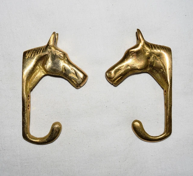 Brass Pair Golden Horse Wall Decor Hook Royal Handmade Design Coat Hanger AR46
