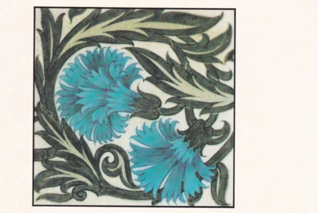 William De Morgan Carnation Tile Postcard unused VGC