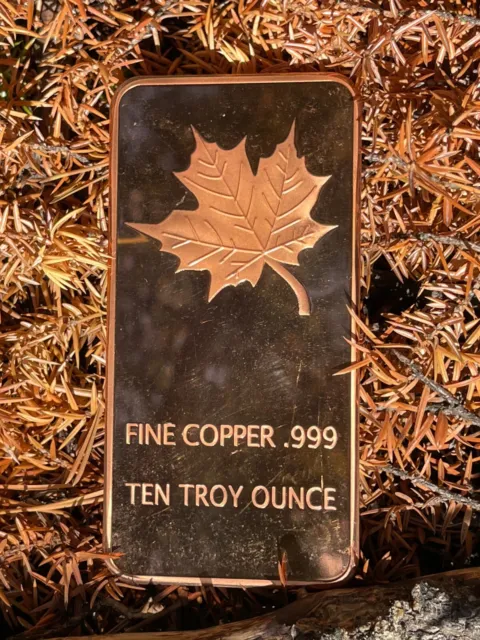 10 oz Copper Bar - Canadian Maple Leaf CMC Mint - 10 Troy Ounces (311 g) Fine Cu