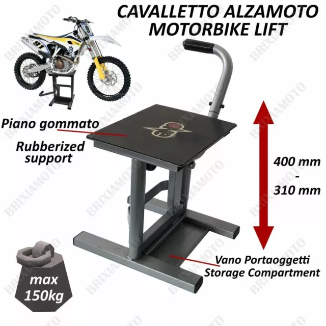 Cavalletto Alza Moto Centrale Cross Enduro Offroad Motard Universale Nero