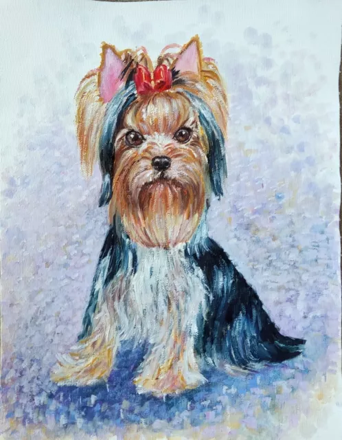 Yorkshire Terrier Paintings Dog Artwork Dog Wall Art Original Hand Oil Painting