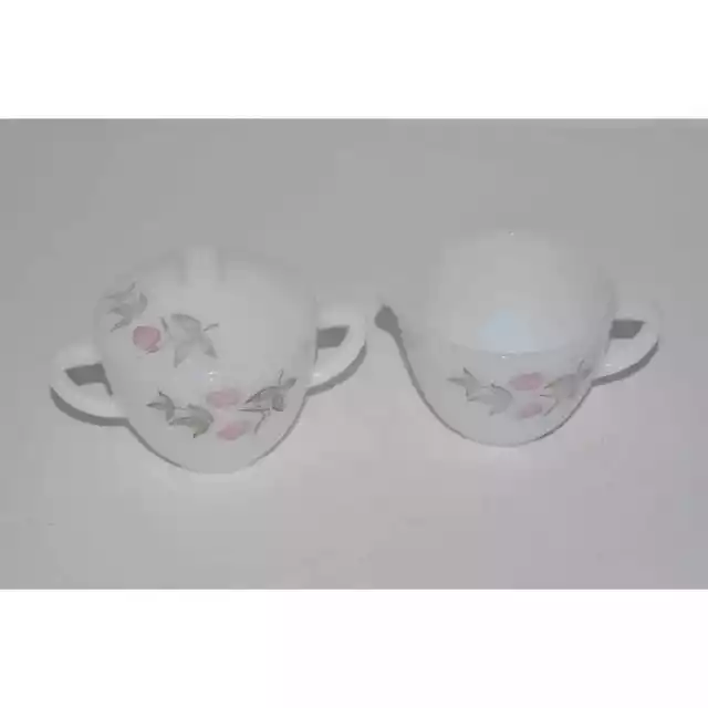 Federal Glass Clover Blossom Cream and Sugar Set, Milk Glass Vintage Collectible