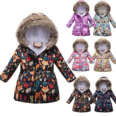 Toddler Baby Kids Girls Winter Thick Warm Parkas Hooded Windproof Coat Outwear