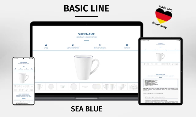 EBAYVORLAGE Template Responsive Auktionsvorlage BASIC LINE SEA BLUE