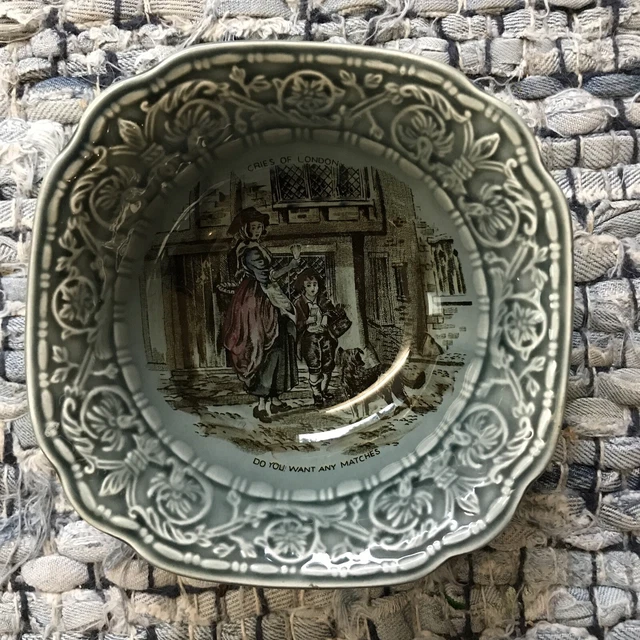 Crown Devon Cries Of London Schüssel Staffordshire grau Glasur Streichholz Verkäufer 5,5""