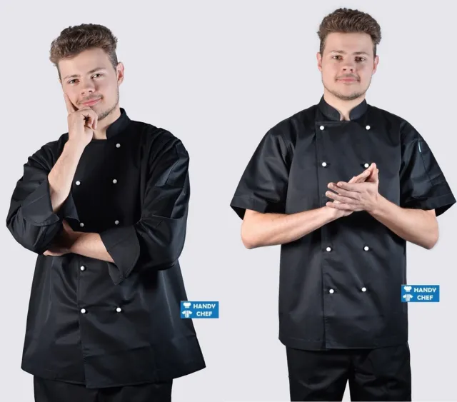 Quality Black Chef Jackets - See Handy Chef Store for Chef pants, Aprons, Caps.,