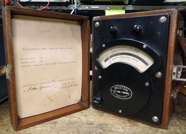 Vintage Weston Laboratory Power Line Frequency Meter Model 339 Antique Steampunk Vintage Weston Laboratory Power Line Frequency Meter Model 339 Antique Steampunk