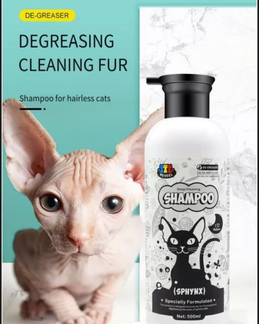 Organic Cat Shampoo for Sphynx and Hairless Cats Hypoallergenic Oil Reducing