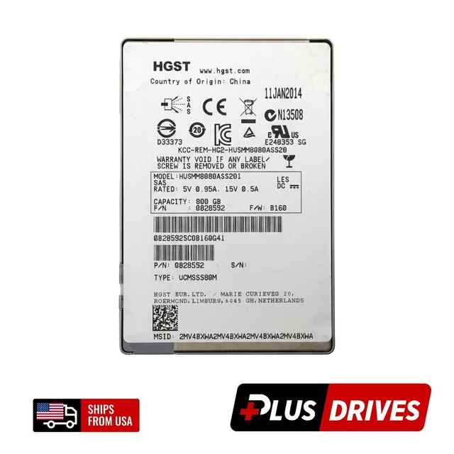 800GB SAS SSD Hitachi 2.5in 12Gbps MLC 145K IOPS Enterprise Solid State ...