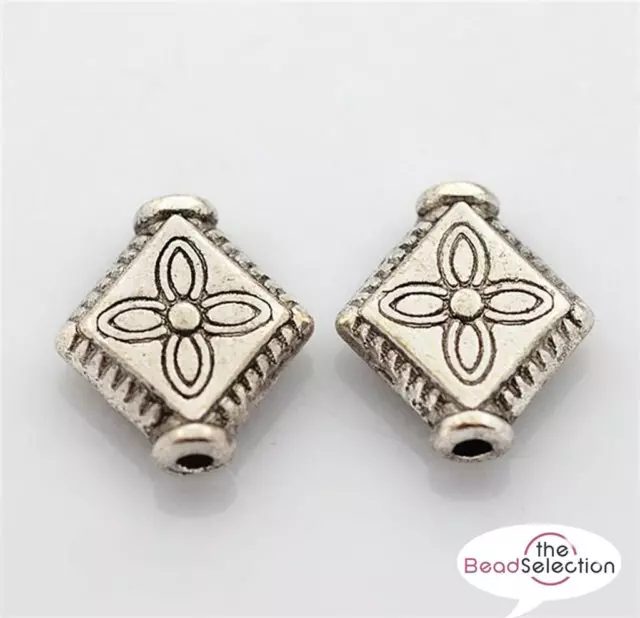 20 TIBETAN SILVER FLAT DIAMOND SPACER BEADS 10mm JEWELLERY MAKING ( TS30 )