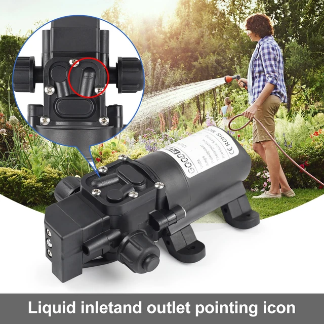 12V Water Pump High Pressure Diaphragm Self Priming 160PSI 6L/Min RV Caravan 72W