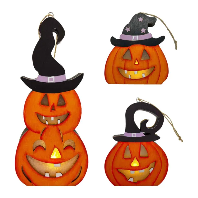 Leuchtende Kürbis-Ornamente, Halloween-Kürbis-Dekoration aus Holz, LED, batter