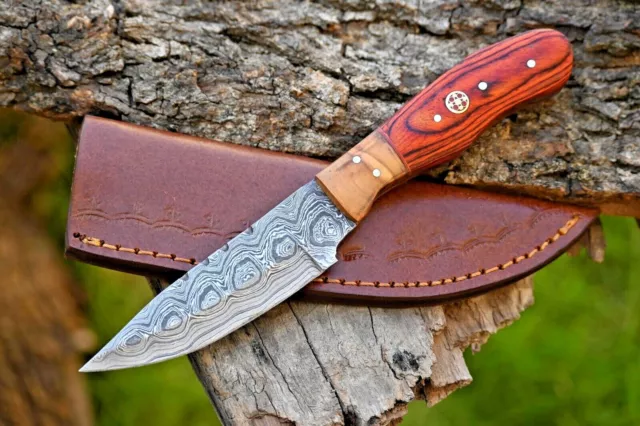 Custom Handmade Damascus Steel Skinning Hunting Knife Camping Knife 2130