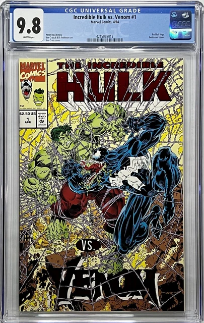CGC 9.8 INCREDIBLE HULK vs VENOM #1 Marvel 1994 Red Foil Logo Embossed cover