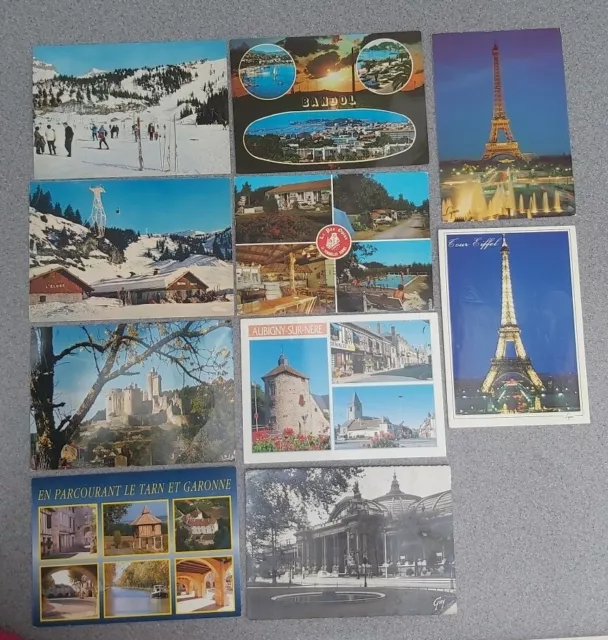 10 Vintage French Postcards Paris Eiffel Tower France Letter Card Bandol Flaine