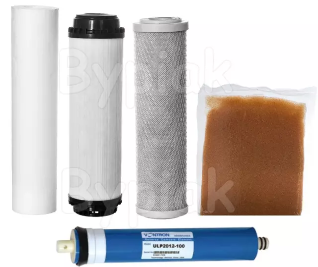 5 Stage Reverse Osmosis RO & DI Resin Complete Replacement filters + Membrane