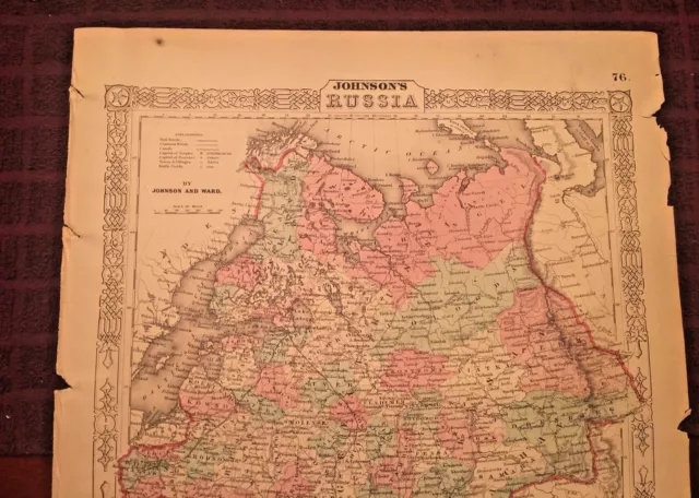 1863 Johnson and Ward Hand Colored Atlas Map of RUSSIA 2