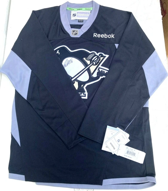 Pittsburgh PENGUINS Off Lic REEBOK Practice Jersey Size Mens LG SUTTER AUOTGRAPH