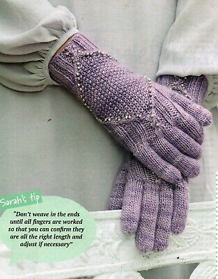 ~ Patrón de tejido extraíble para hermosos guantes con cuentas con cable para dama ~