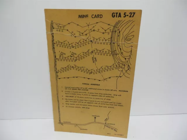 VINTAGE ARMY GTA 5-27 MINE CARD SOLDIERS TACTICAL GEAR 1950's-60's