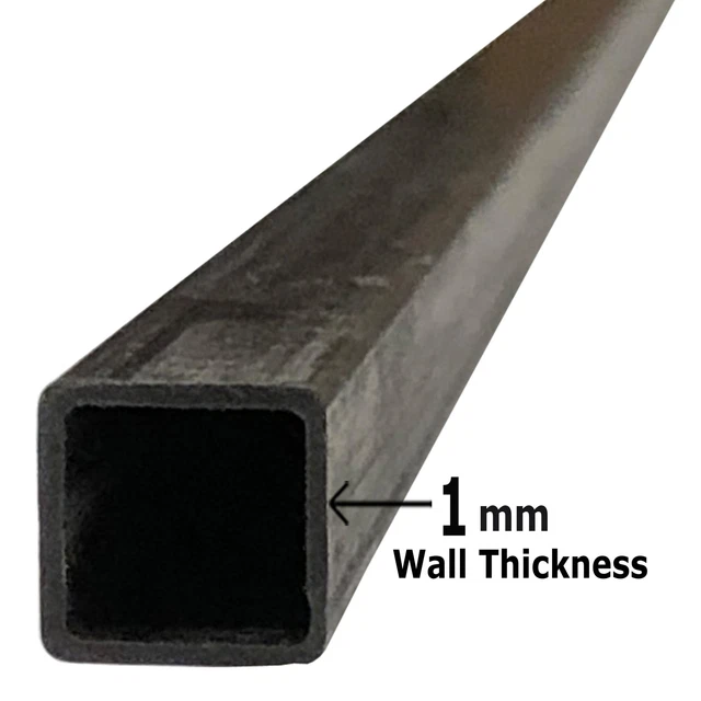 (10) Pultruded Square Carbon Fiber Tube - 5mm x 5mm x 1000mm