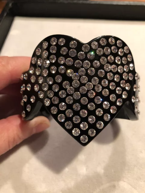 Swarovski Crystal Black Lucite Heart Shaped Bangle