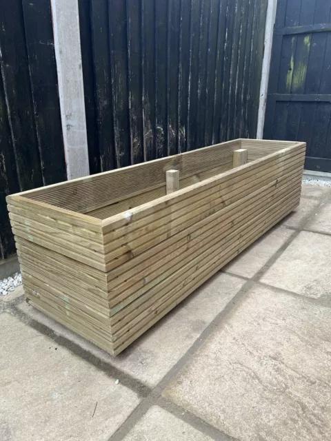 150cm x 50cm XL Wooden Decking Planter Timber Garden Trough Large