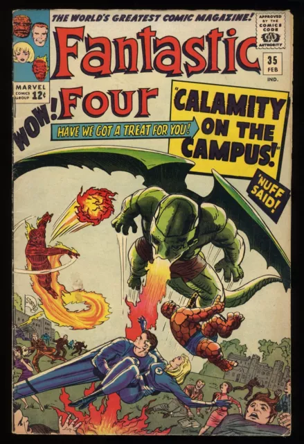 Fantastic Four #35 FN+ 6.5 1st Appearance Dragon Man!  Marvel 1965