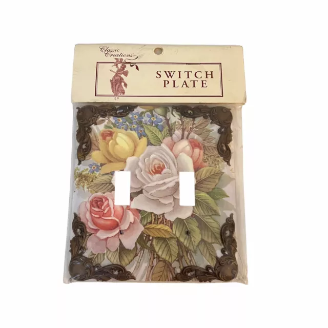 Classic Creations Switch Plate Accessory Floral Two Switches NOS - Beautiful!