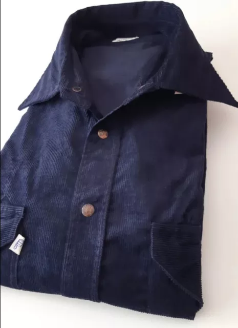 Camicia Originale Vintage Uomo-Nuova-misure 39-40-41- Velluto A Coste-Blu
