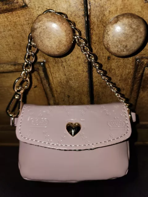 NEW! Juicy Couture Dusty Blush Pink Pouch Coins Bag Gold Key Fob Charm NWT Rare!