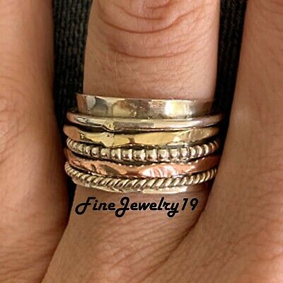 925 Solid Sterling Silver Handmade Designer Spinner Ring Silver Band Jewelry AK8
