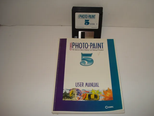 Vintage Corel Photopaint 5 Manual And 6 Floppy Disks