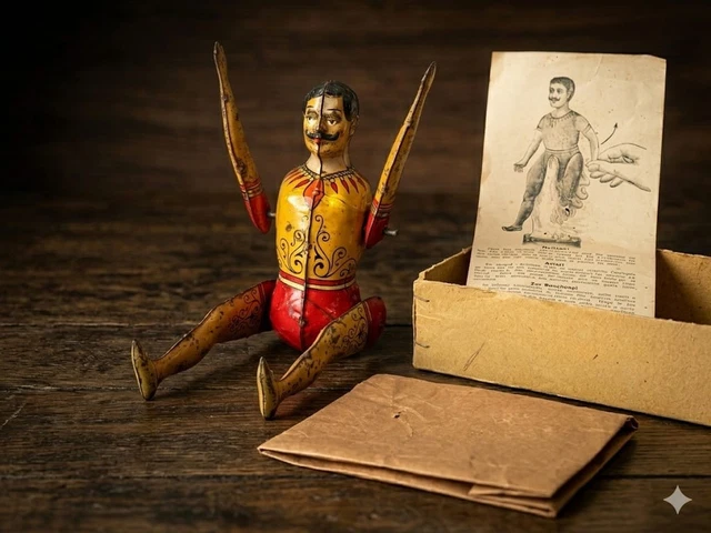 Jouet Ancien Clown Jongleur Mécanique – Tôle – GERMANY – Günthermann / GELY