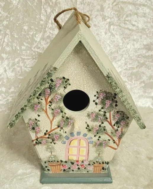 Decorative Floral Cottage Wood Bird House Hanging Wood Hand-Painted Bird House