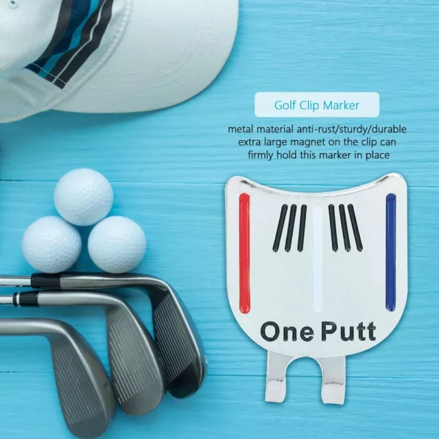 (2)One Putt Durable Metal Mini Magnetic Ball Marker Golfer Hat Visor Cl