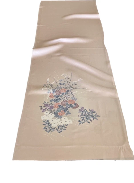Vintage Japanese Kimono Silk Fabric, light Pink Kiku Panel 163cm(64")3