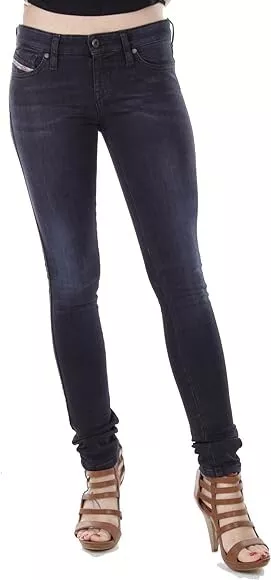 Diesel Skinzee-Low R96A7 Donna Jeans W24/L32 Ragazza Super Slim Aderente Navy