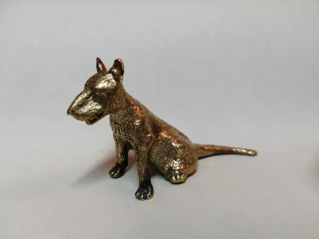 Bull Terrier Dog Figure Ornament Brass Bronze Collectable Miniature