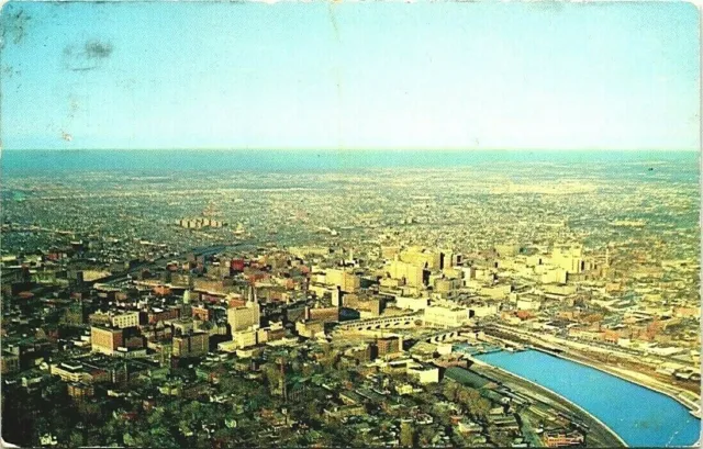 Postcard~City of Rochester New York~Aerial View~Genesee River~Posted 1953