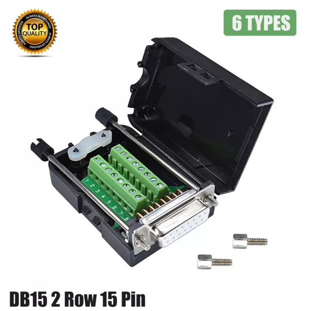 DB15 Female Male D-SUB 2 Row 15Pin Plug Breakout Terminal Board Connector Screw