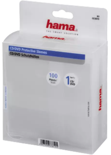 Hama CD/DVD Transparente Schutzhülle (Pack 100) Antistatisch (UK Lagerbestand)