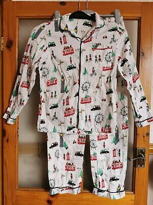 M&S London Christmas Print Long Sleeve Flannel Pyjama Set Multi 11-12 Years