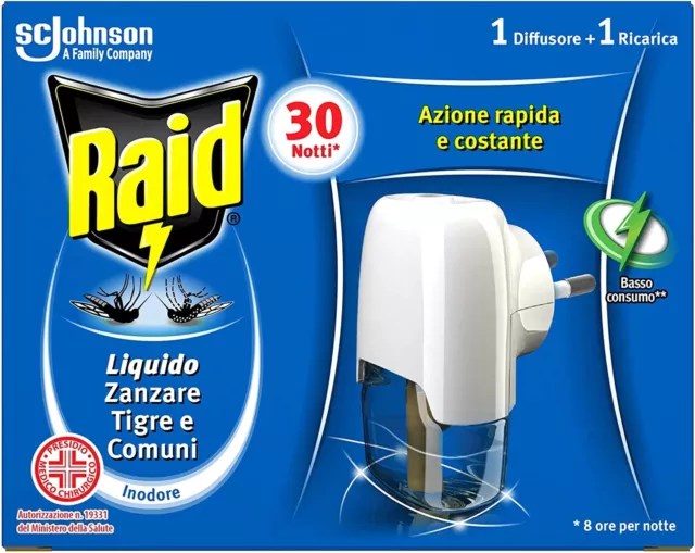 Raid Liquido zanzare & zanzare tigre 1 diffusore + 1 ricarica 21 ml