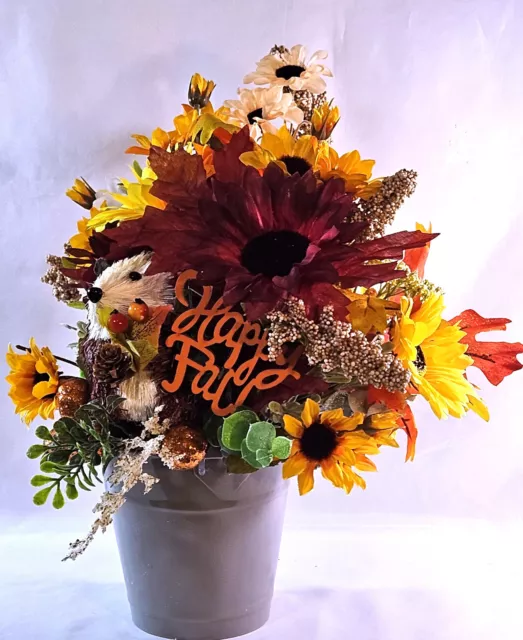 Adorable Woodland Porcupine Sitting in Patch of Sunflowers & Other Fall Flowers 3