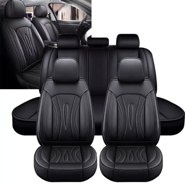 For Honda Quilted Leather Car Seat Covers 5-Seats Front Rear Full Set Protectors