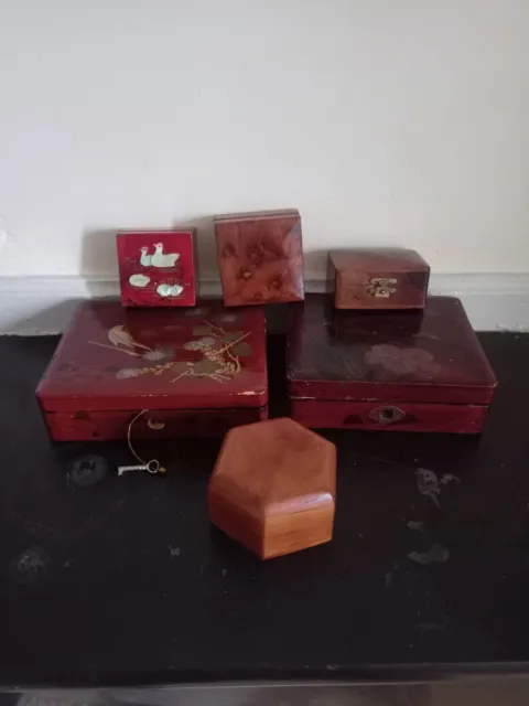 Lot de 6 boîtes en bois anciennes