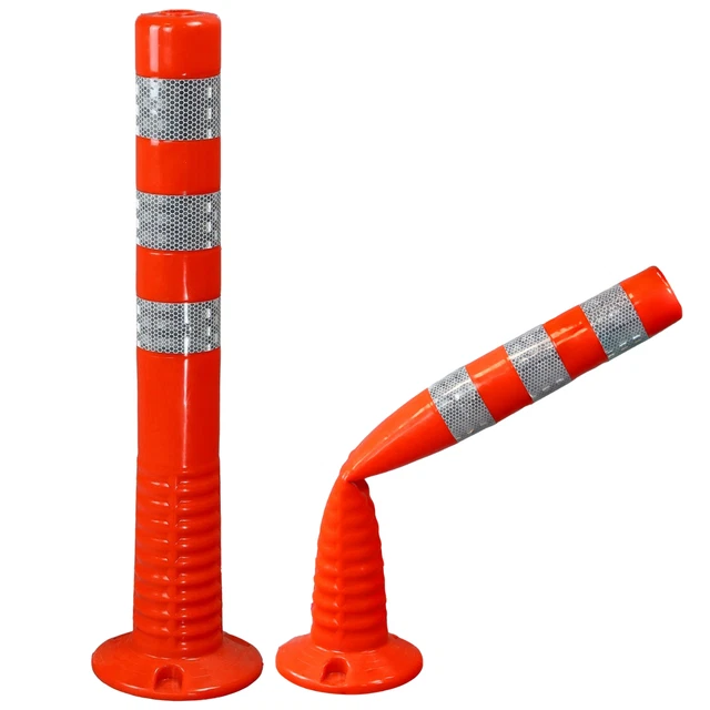 10 ORANGE FLEXIBLE Traffic Bollards Impact Resistant Safety Posts - £34 ...