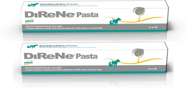 2 CONFEZIONI DRN DIRENE Pasta 15 ml x 2 -Alimento complementare per cani e gatti