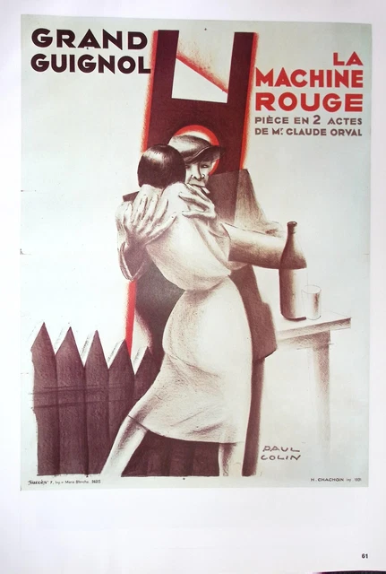 Affiche Art Déco originale de Paul Colin, Art océanique africain, Masque Punu, Moai, 1930 En